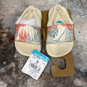 Reef Kids' Tropical Floral Sandals - Cream and Coral